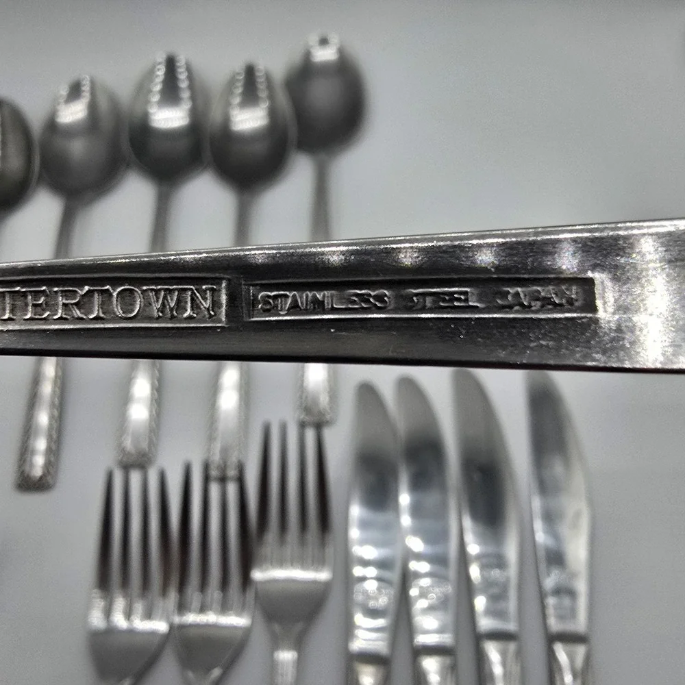 Vtg Lot of 18 WATERTOWN Mid-Century Stainless Steel Flatware Japan Spoon‎ Fork +